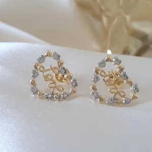 Brinco coração cravejado em zircônia Love
