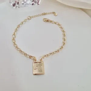 Pulseira elo diamantado e placa 