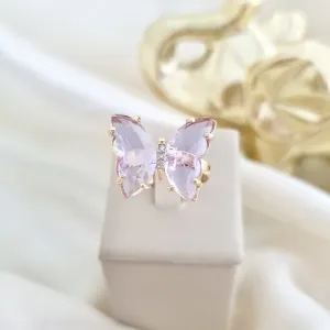 Anel borboleta zircônia lilás