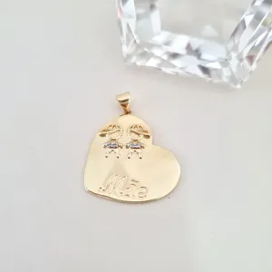 Pingente coração MÃE, 2 meninos, filhos