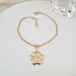 Pulseira elo português e pingente de patinha