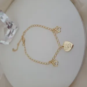 Pulseira com pingente de gato e patas pet