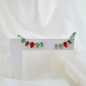 Brinco ear cuff zircônias coloridas