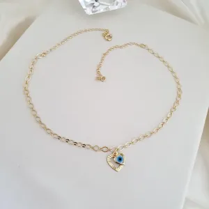 Choker coração e olho grego