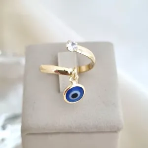 Anel falange / infantil olho grego ponto de luz