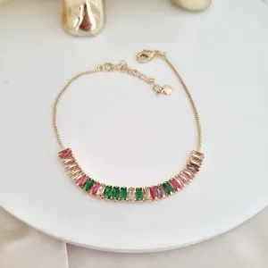 Pulseira riviera zircônias coloridas