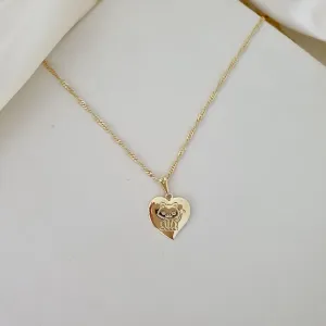 Colar pingente coração gato