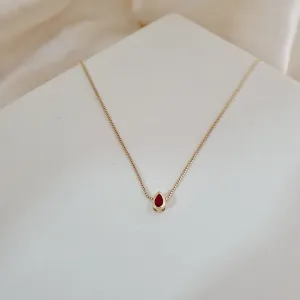 Colar pingente gota zircônia rosa