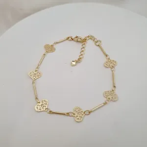 Pulseira coração vazado detalhes e tubo