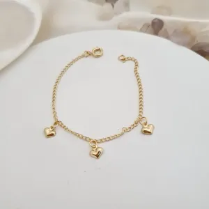 Pulseira infantil 3 corações
