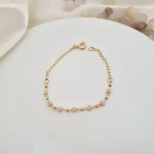 Pulseira infantil pedrinhas quadrado rosa