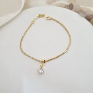 Pulseira malha com pingente de ponto de luz zircônia