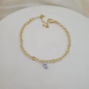 Pulseira elo redondo e pingente zircônia