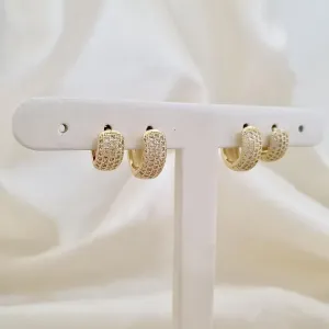 Brinco dupla argola click 5 fileiras de zirconias