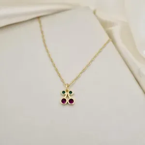 Colar pingente cereja zirconias coloridas