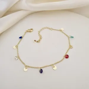 Pulseira zirconias coloridas e chapinhas