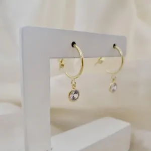 Brinco argola com pingente ponto de luz zirconia