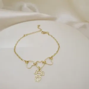 Pulseira 3 coracoes diamantados e menina (filha)