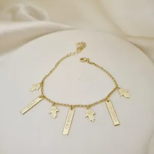 Pulseira pingentes mao de Fatima, saude, esperança e fortuna