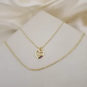 Colar duplo Coraçao, Espirito Santo, zirconias coloridas