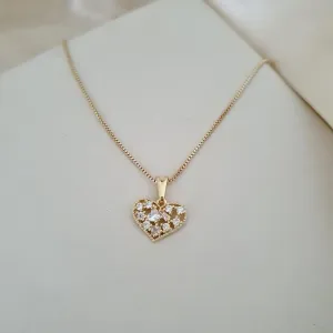 Colar pignente coraçao com zirconias