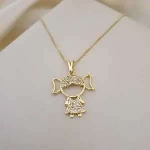 Colar pingente menina (filha) cravejada zirconia