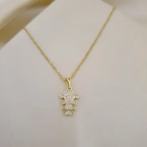Colar pingente menina zirconia