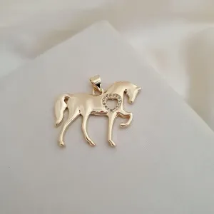 Pingente cavalo coracao zirconias