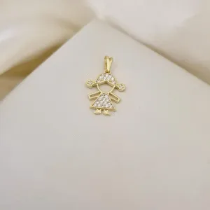 Pingente menina cravejado zirconia