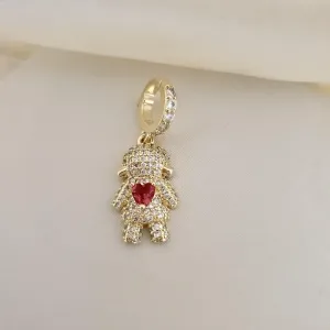 Pingente menina cravejado zirconia coracao rosa com abertura