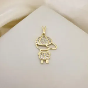 Pingente menino boné cravejado zirconia