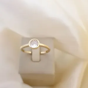 Anel circulo ponto de luz zirconia
