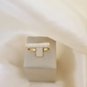 anel parte de cima reta 3 fileiras de zirconia