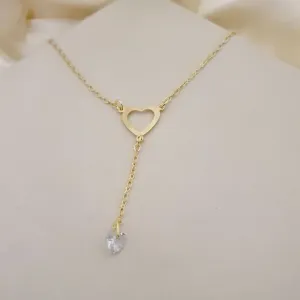 Colar gravatinha coracao e zirconia