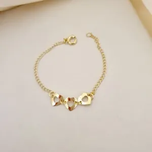 Pulseira infantil 3 coracoes
