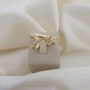 Anel aro entrelaçado nó cravejado zirconia