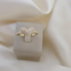 Anel coração cravejado zirconia
