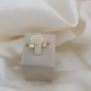 Anel coração e aro cravejados em zirconia