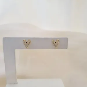 Brinco coração cravejado zirconia