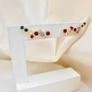 Brinco ear cuff zirconias coloridas