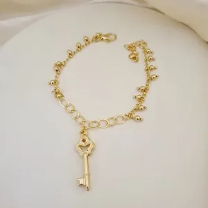 Pulseira pingente chave bolinhas