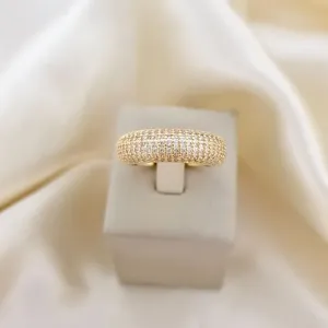 Anel largo 7 fileiras de zirconias