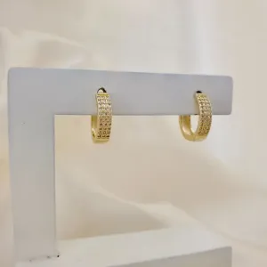 Brinco argola click 3 fileiras zirconia