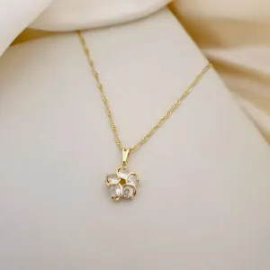 Colar pingente flor zirconias