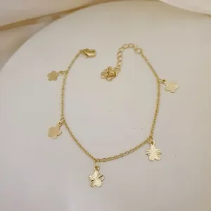 Pulseira pingentes flores diamantadas