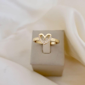 Anel coração parte de baixo cravejada zirconia