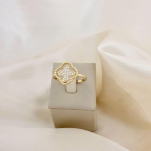 Anel flor cravejado zirconia