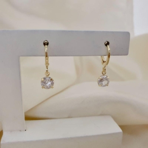 Brinco argola com pingente ponto de luz zirconia