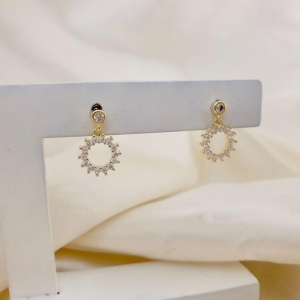 Brinco ponto de luz pingente circulo zirconias