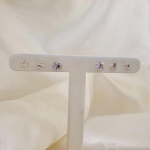 Brinco trio ponto de luz zirconia quadrada